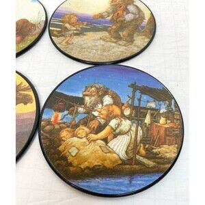 Troll Coasters By Rolf Lidberg Scandinavian Folk Art Set of 6